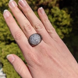 Cubic zirconia silver ring, size 6.5-7